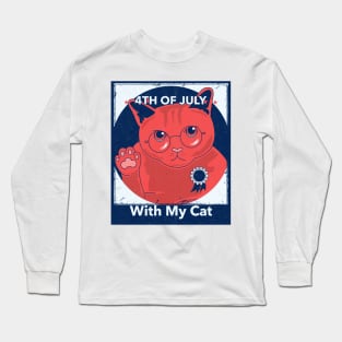 4th of July With My Cat Funny Pet Long Sleeve T-Shirt